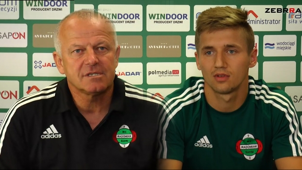 Trener Verner Liczka i pomocnik Dariusz Brągiel przed meczem z Puszczą Niepołomice