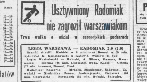 Historia meczów z Legią Warszawa