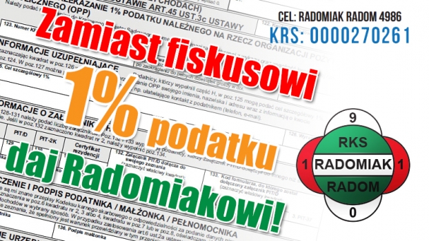 Przekaż 1% podatku na rozwój Radomiaka!