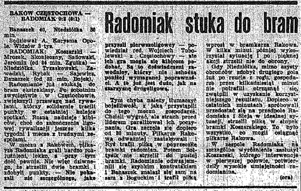 Historia spotkań z Rakowem